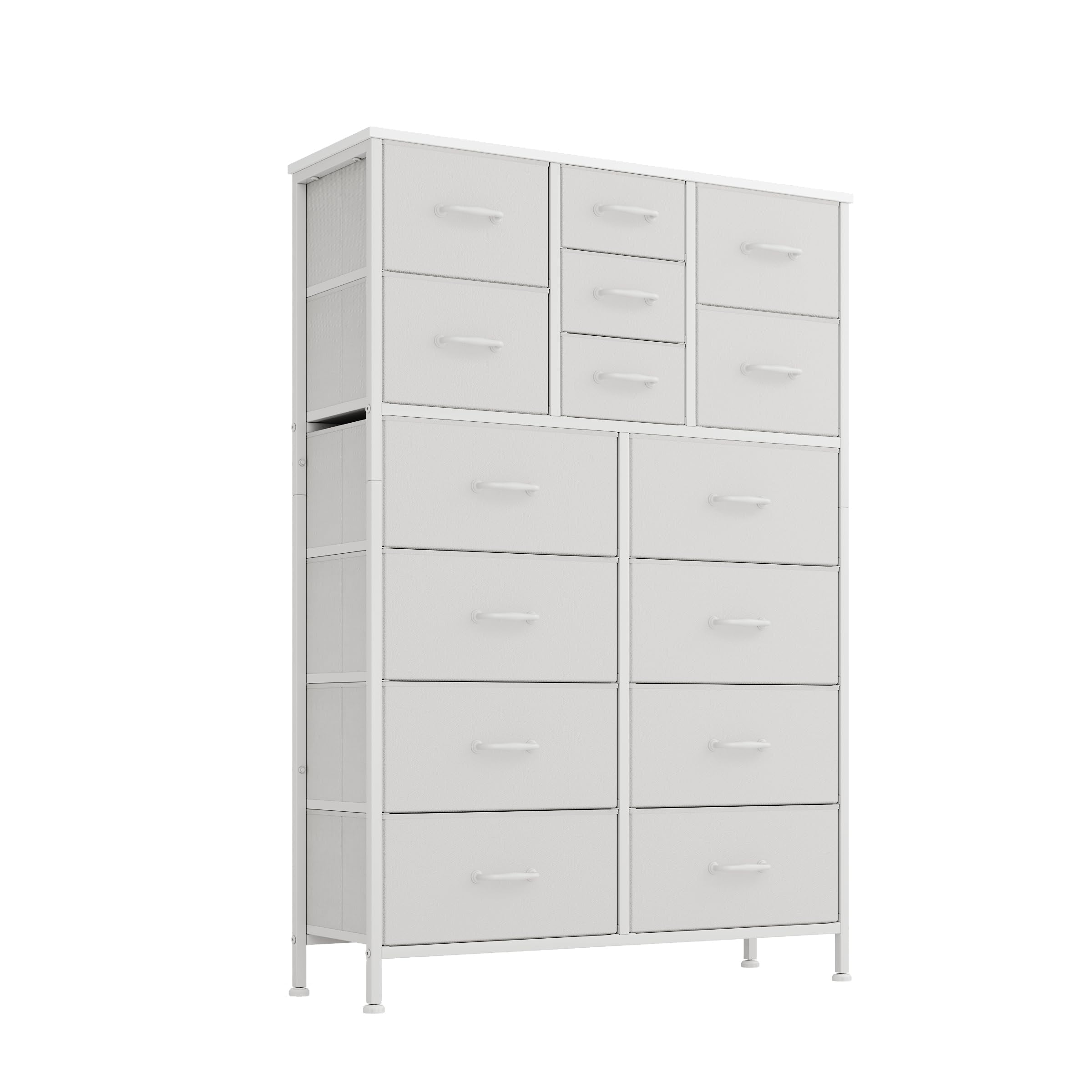 CAIYUN 15 Drawer Fabric Dresser | Large Bedroom Chest with Wood Top
