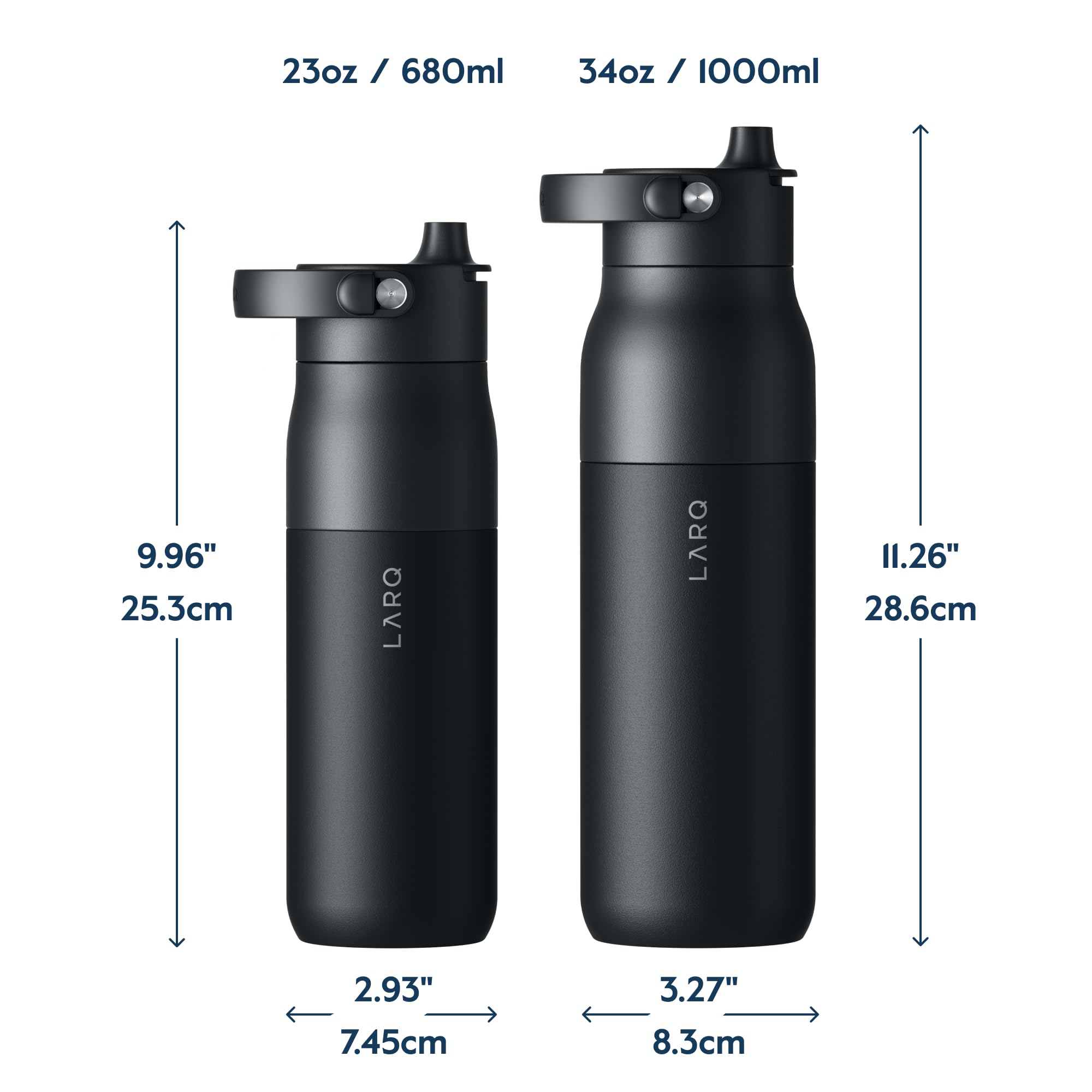 LARQ Swig Top 34oz Insulated Stainless Steel Water Bottle – Obsidian Black