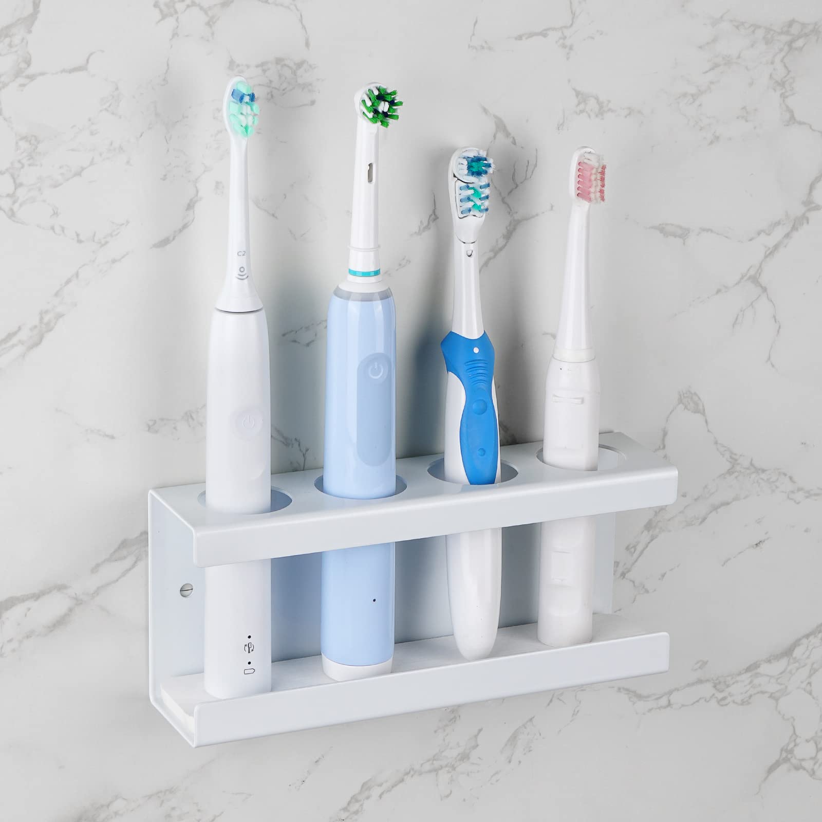 Adorila Wall Mounted Electric Toothbrush Holder with Diatomite Dish – 4 Slots
