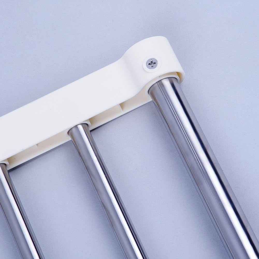 BAOYOUNI Extendable Closet Shelf & Rod Organizer, Ivory Metal, 40-60cm
