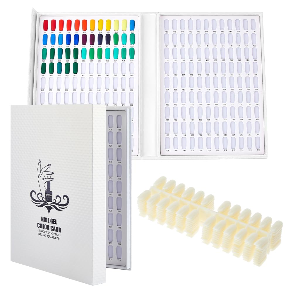 SUPERFINDINGS Nail Color Display Book | 240 White Tips Gel Polish Chart