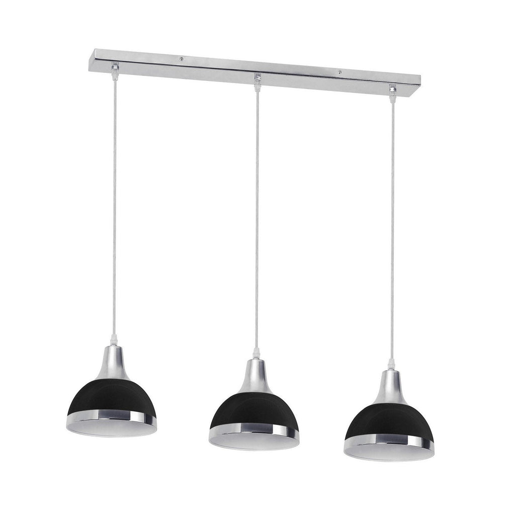 Premier Housewares 3-Light Pendant Ceiling Light - Black Metal Shades