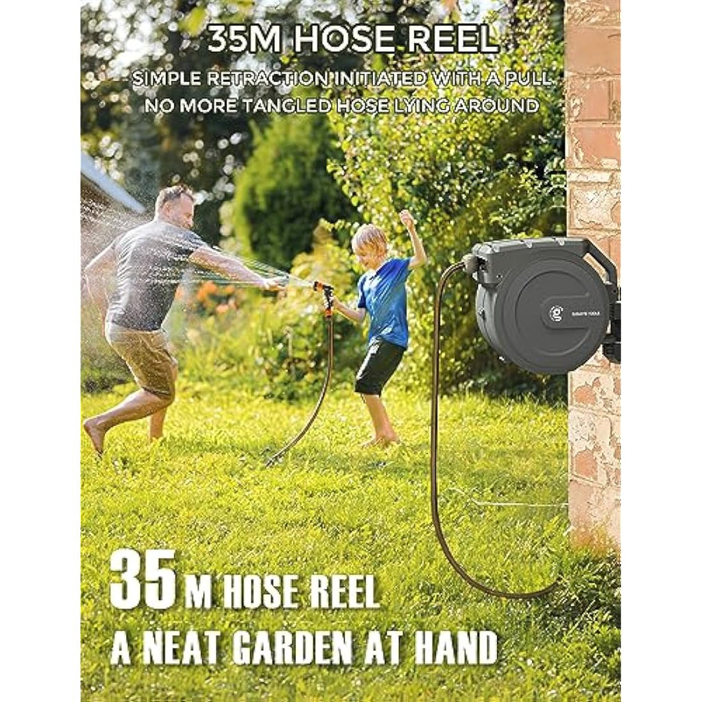 Giraffe Tools Retractable Garden Hose Reel Kit | 35m with Cover