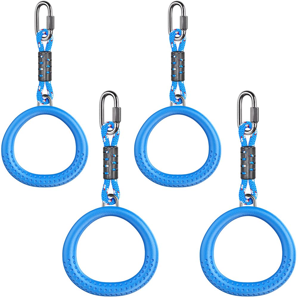 Dolibest 4-Pack Trapeze Rings | Blue Monkey Bar Grips for Swing Sets