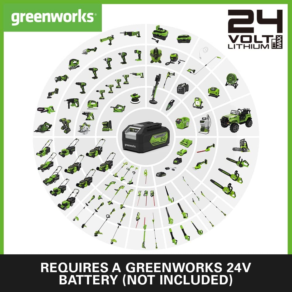 Greenworks G24PS20 24V Cordless Pole Saw | 20cm Bar & 2.6m Reach