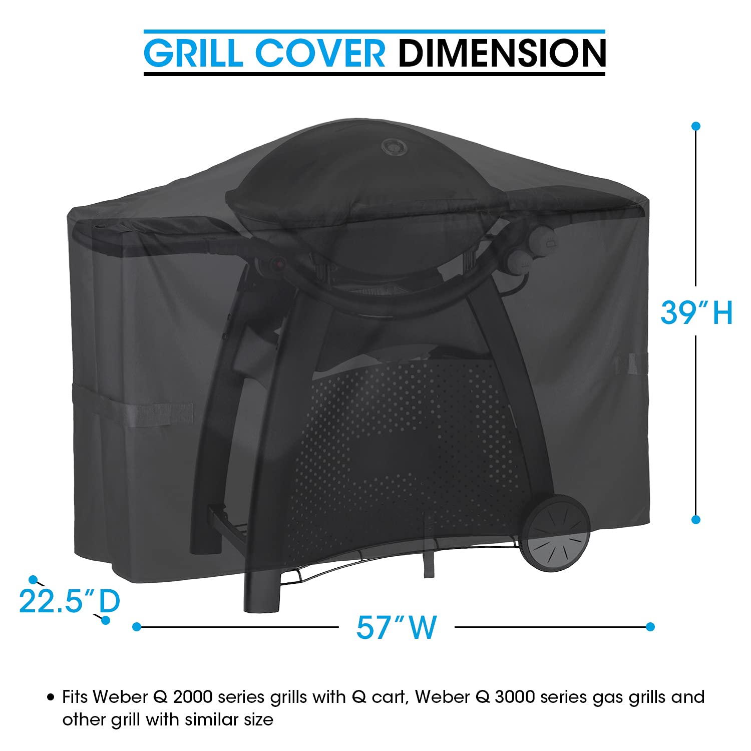 Unicook 57-Inch Waterproof Grill Cover for Weber Q2000 & Q3000 Series