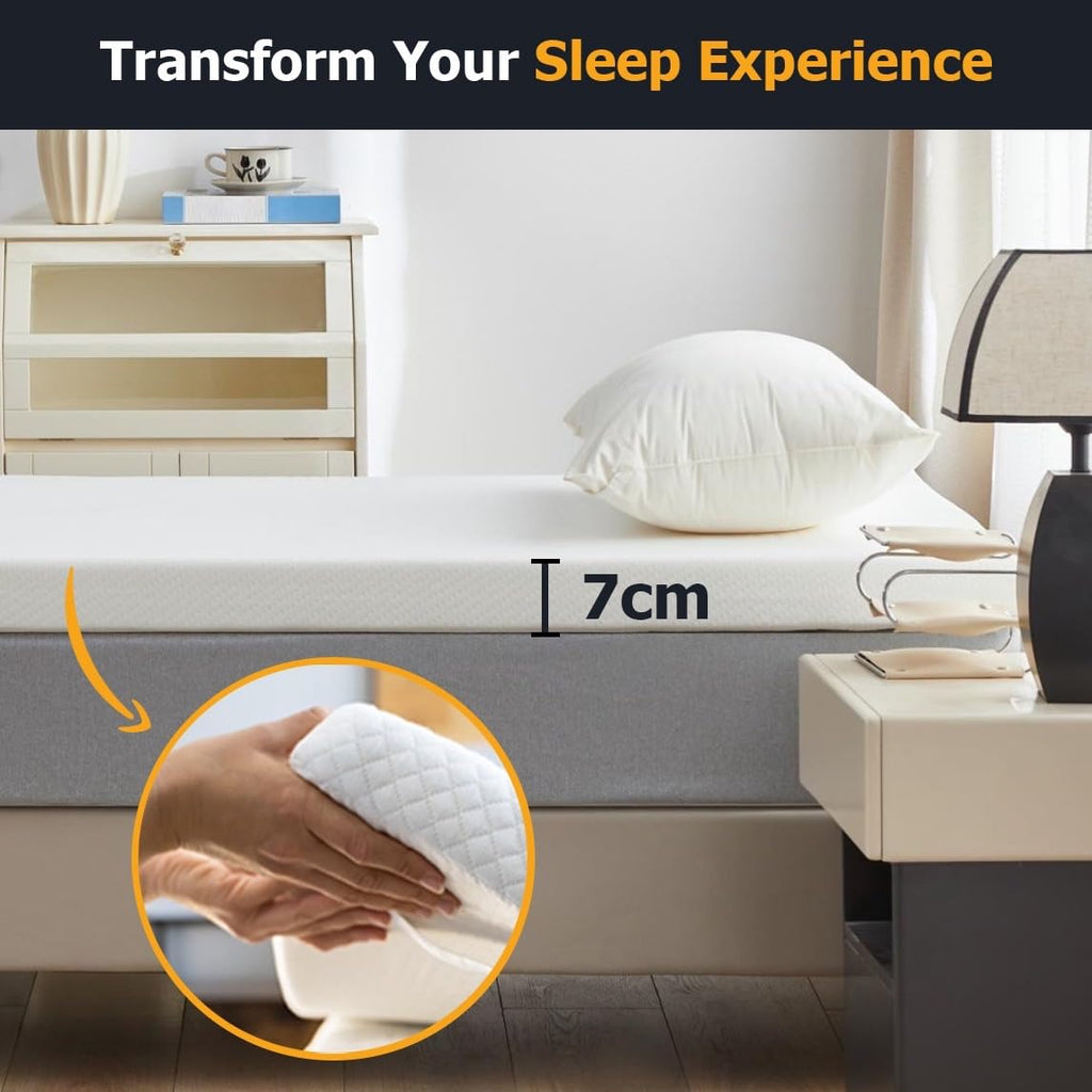 Memory Foam Mattress Topper – 7cm Cooling Small Double 4ft