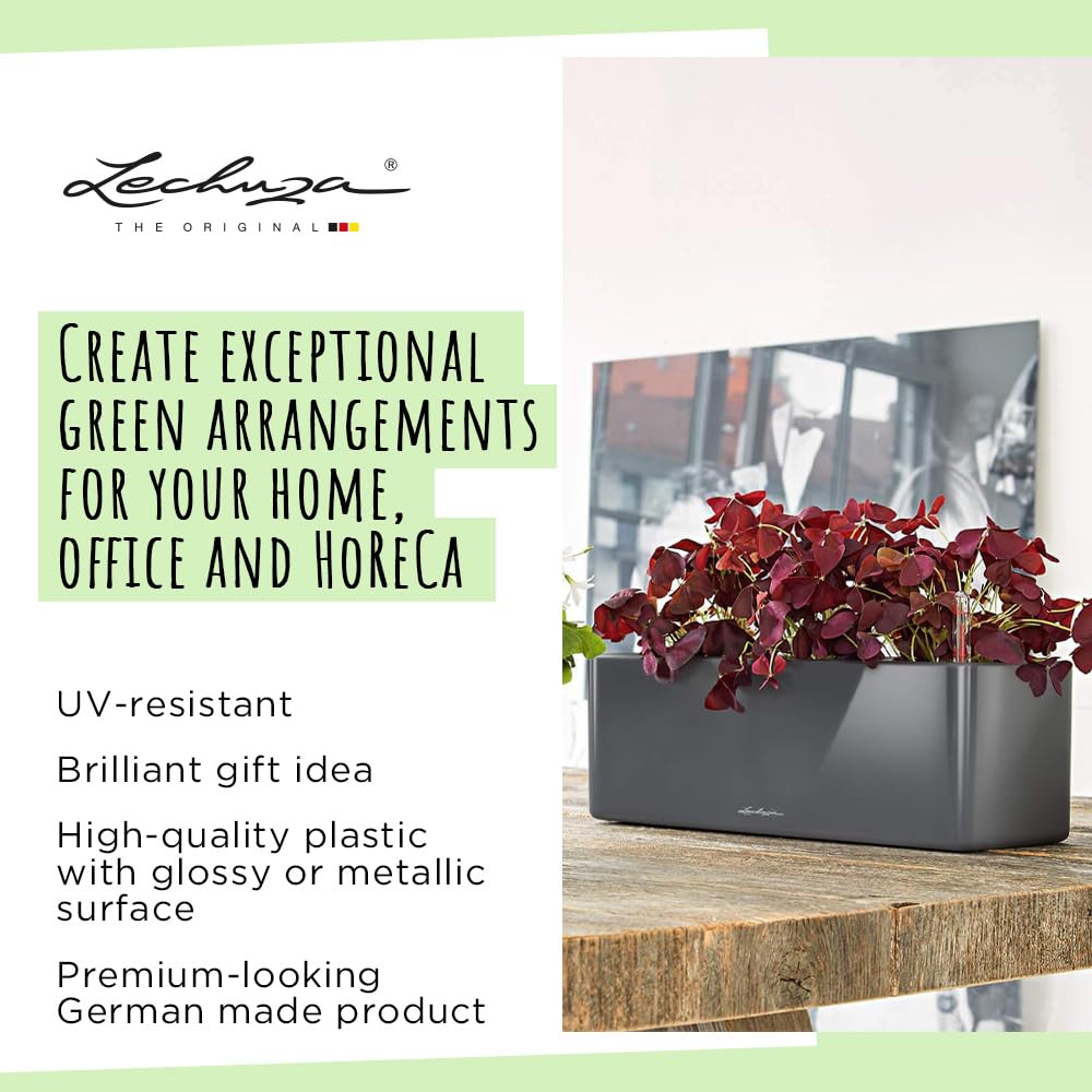 LECHUZA CUBE Glossy Triple Self-Watering Indoor Planter - Red Plastic