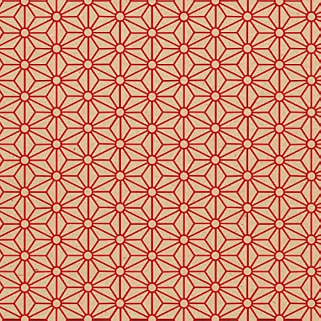 Clairefontaine Recycled Kraft Gift Wrap Roll – Red Geometric, 70cm x 50m
