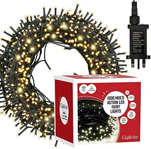 GloBrite 1000 LED Fairy Lights | 8 Modes Waterproof String Lights - White