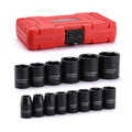 CASOMAN 1/2-Inch Drive Metric Impact Socket Set, 6-Point, 14-Piece