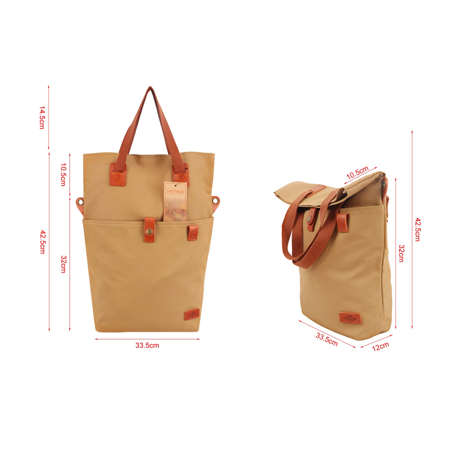 Tourbon Rear Bike Pannier Bag – Canvas & Leather Cycling Tote Handbag