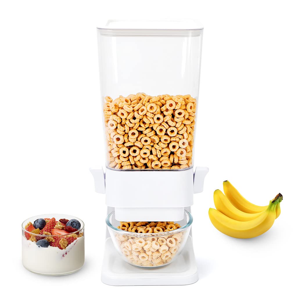 Lekesky Cereal Dispenser Countertop 2-Pack - Dry Food Storage (White)