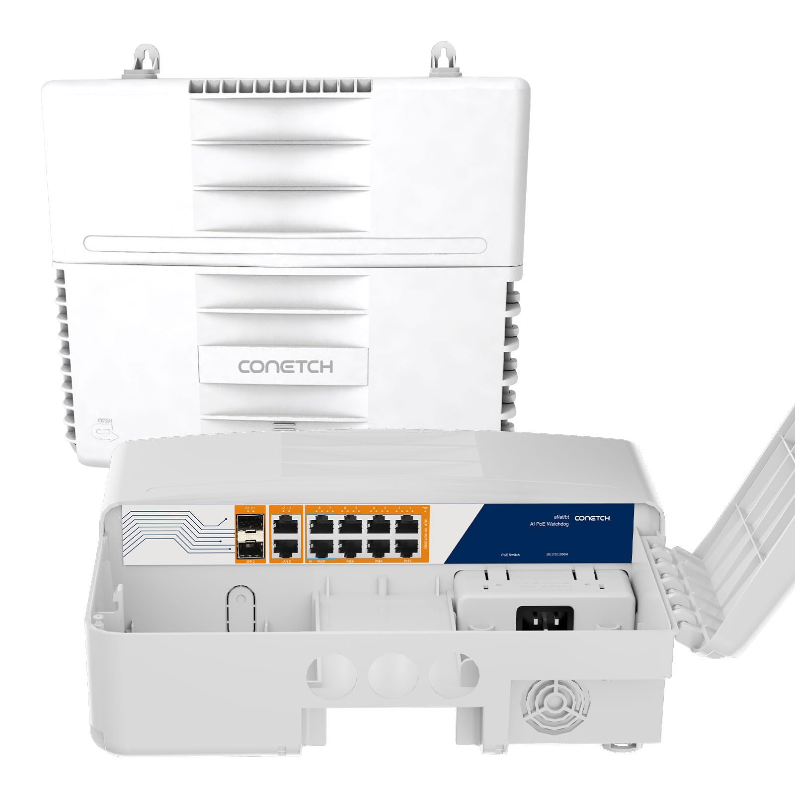 CONETCH 12 Port Gigabit Outdoor PoE Switch | IP65 Waterproof | 120W