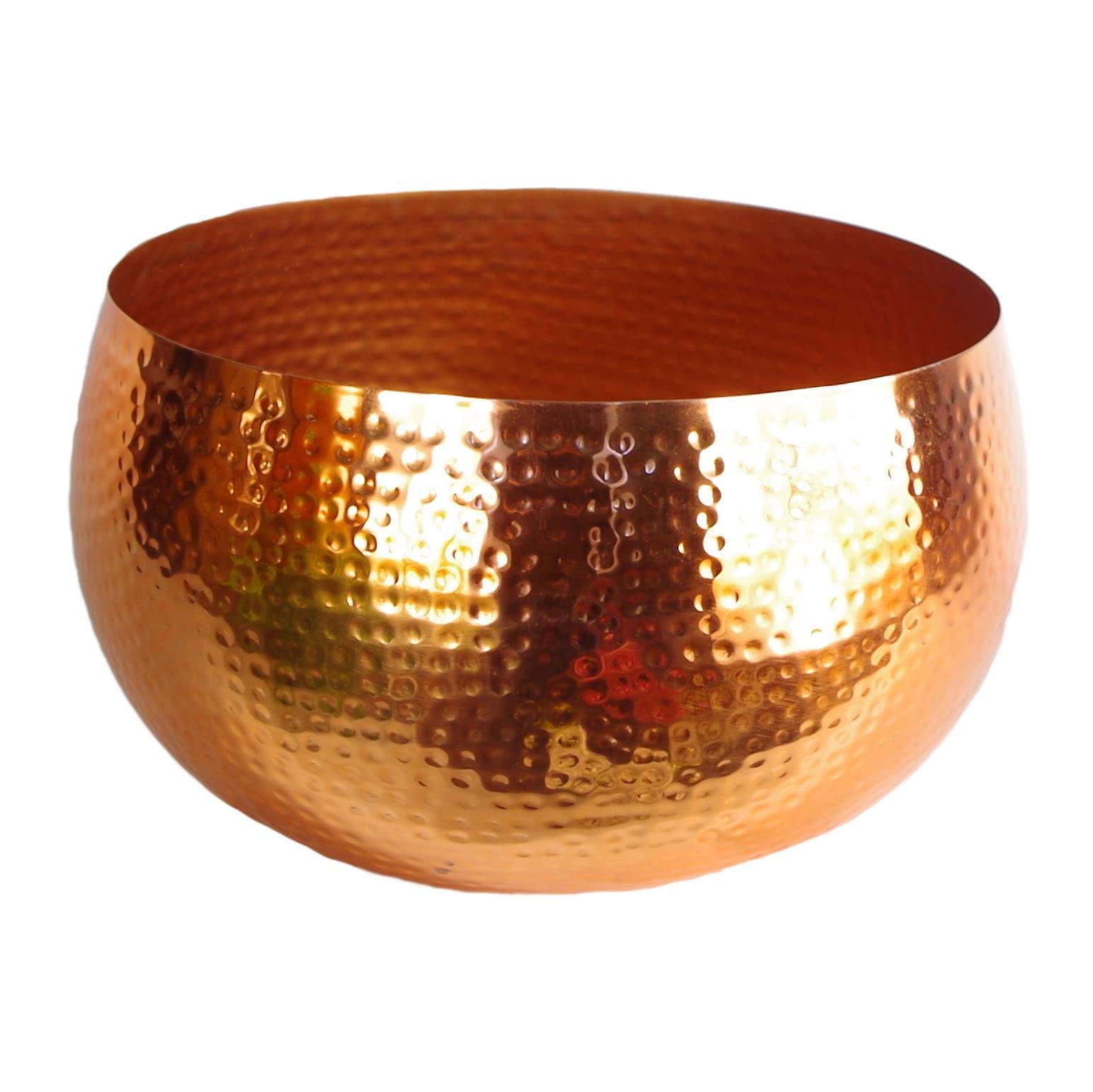 Leaf Hammered Copper Metal Planter – Large 32cm Rustic Indoor Pot