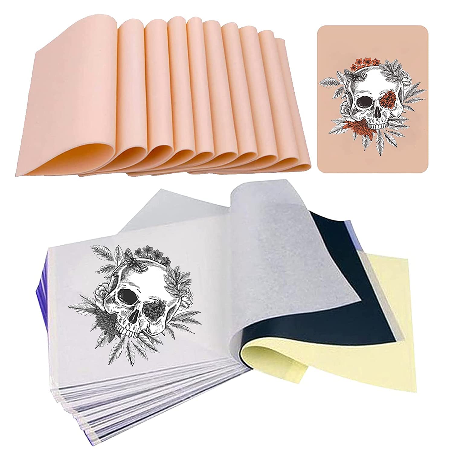 Unihuby Tattoo Practice Skin and Transfer Paper Kit - 30 Piece Set