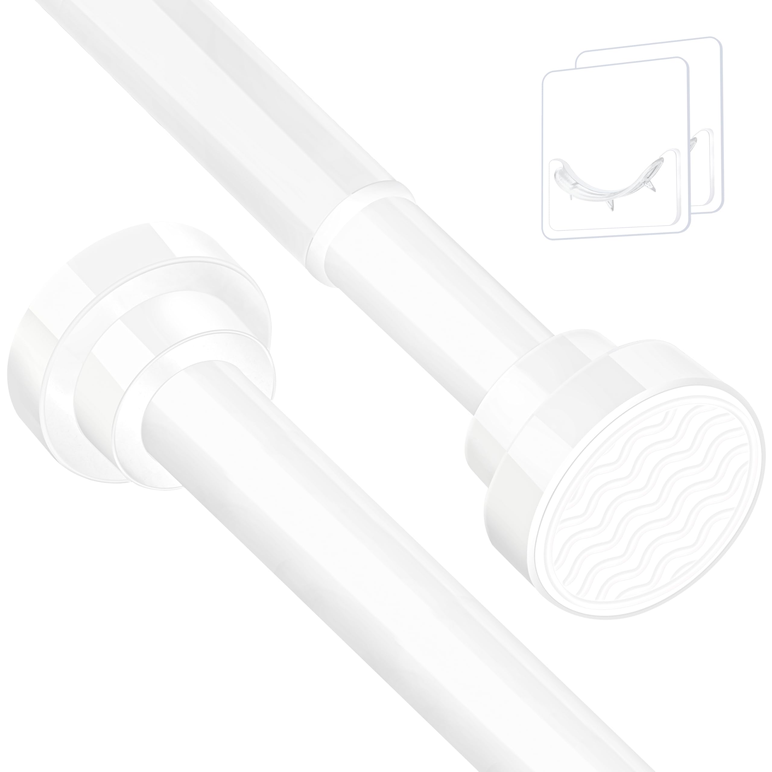 Stainless Steel Tension Shower Curtain Rod – 72-132cm White