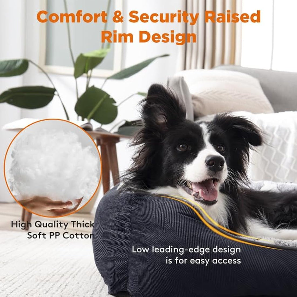 MIXJOY Extra Large Dog Bed – Washable Plush Pet Mat in Grey