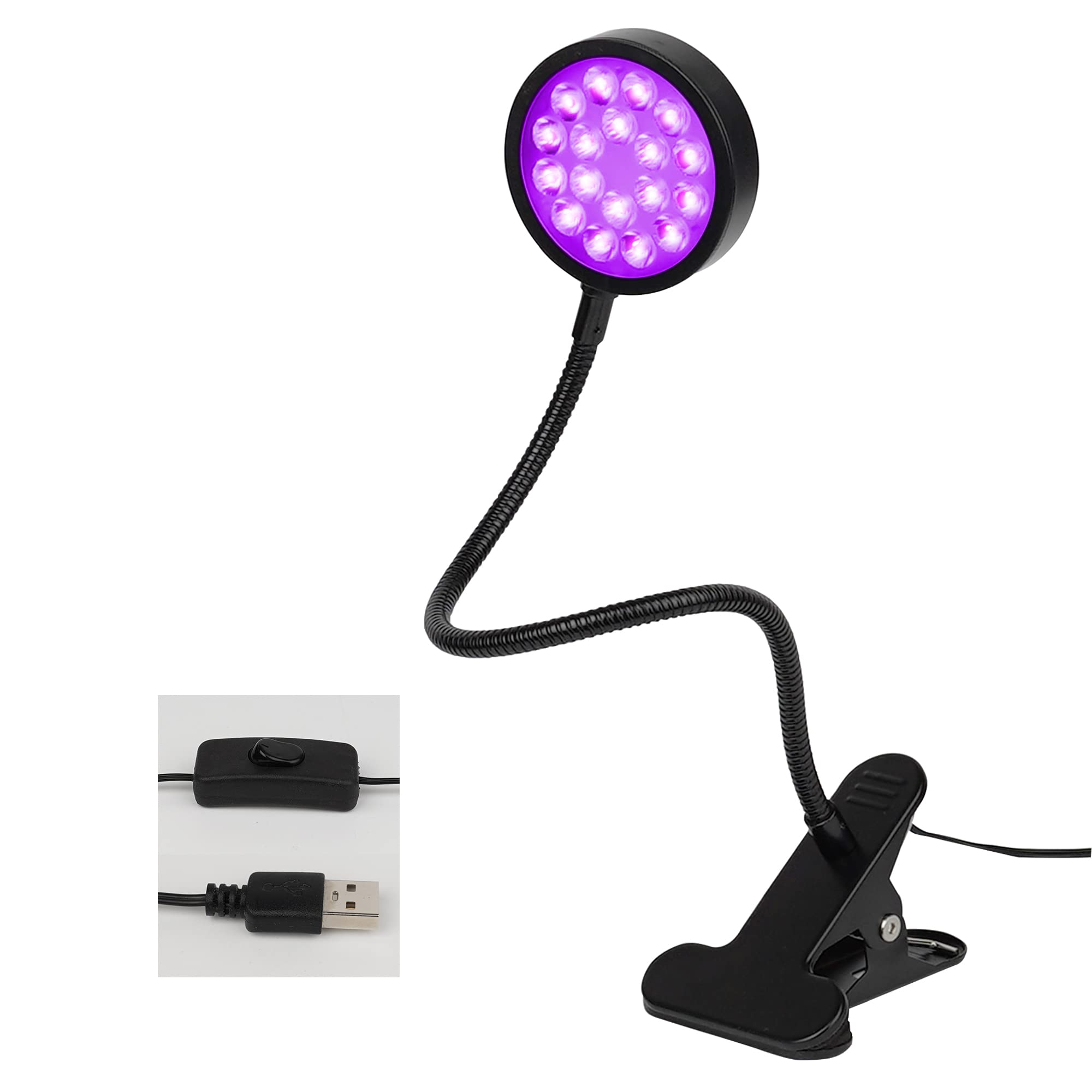 Greenic UV Black Light Curing Lamp | 5W Gooseneck USB Resin Light with Clamp