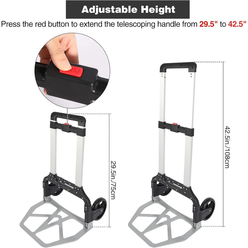 REDCAMP Heavy Duty Folding Hand Truck | 330lbs Capacity Aluminum Dolly