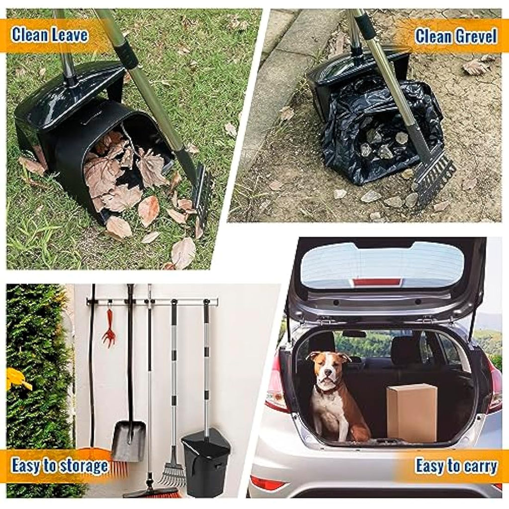 Dog Pooper Scooper – Heavy Duty Swivel Bin and Rake Set