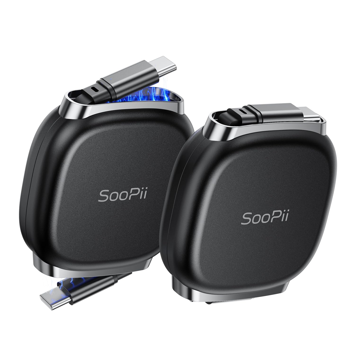 SOOPII 240W Retractable USB C to USB C Fast Charging Cable - 2 Pack
