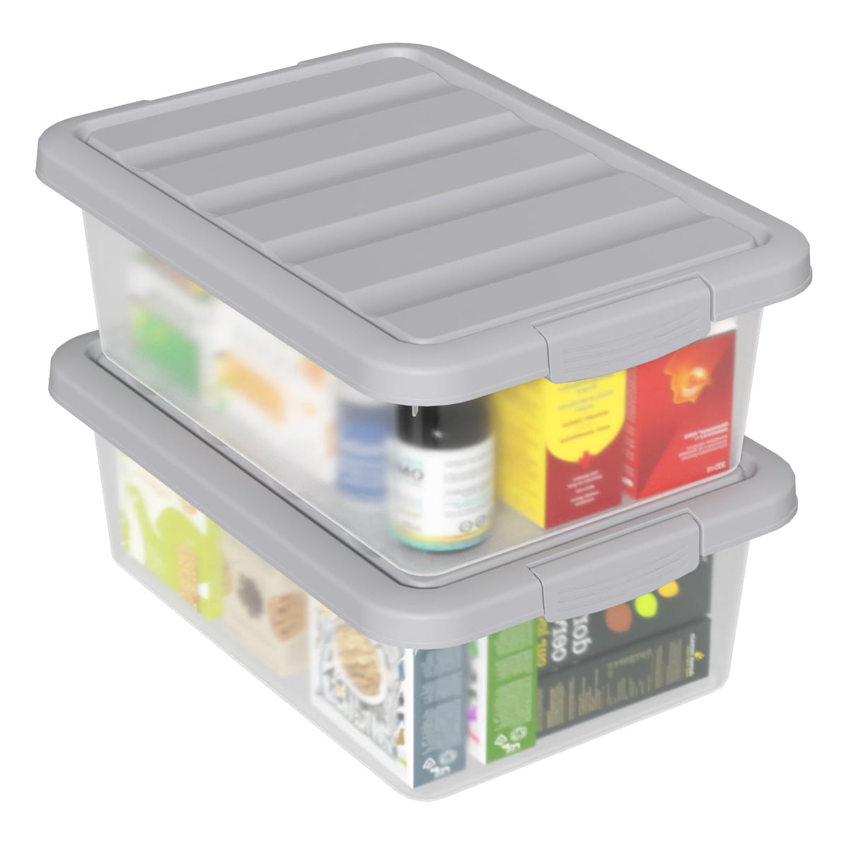 Afromy 14 L Plastic Latching Storage Box with Grey Lid, Set of 2 - image 1