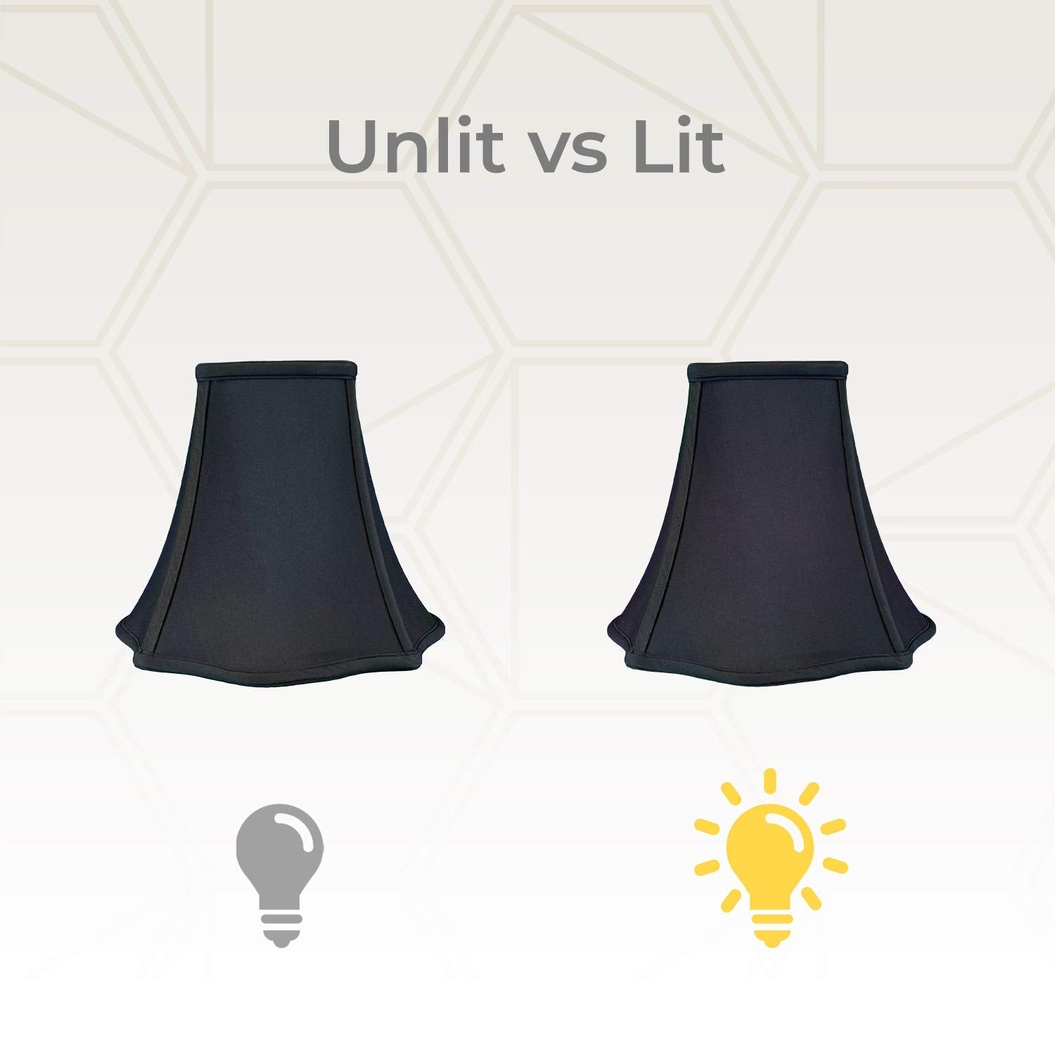 Royal Designs Fancy Square Bell Lamp Shade | Black Silk Shantung, 10-Inch