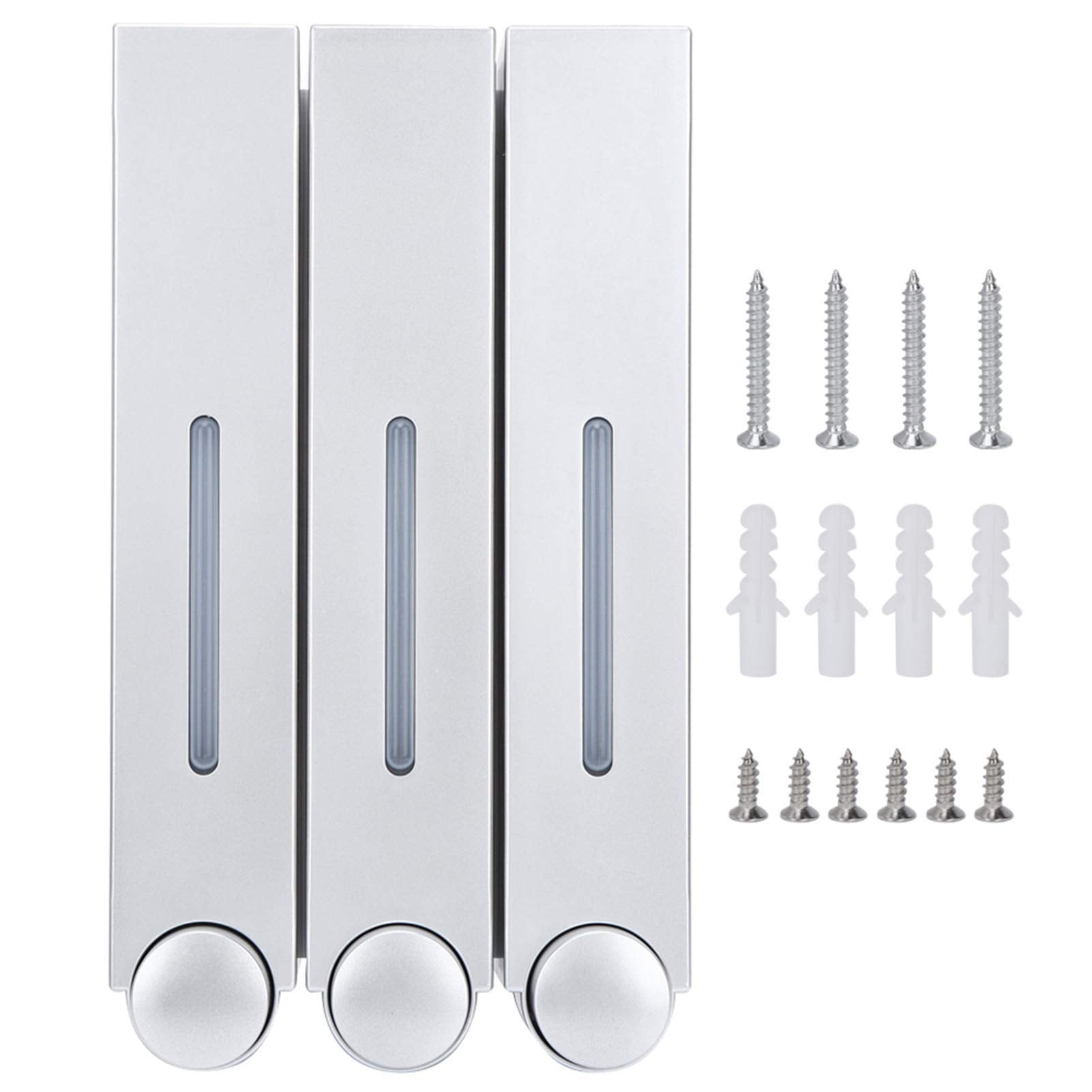 MOUMOUTEN Triple Wall Mount Shower Soap Dispenser – Silver 3-Chamber
