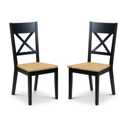 Julian Bowen Hockley Cross Back Dining Chairs - Black & Oak, Set of 2