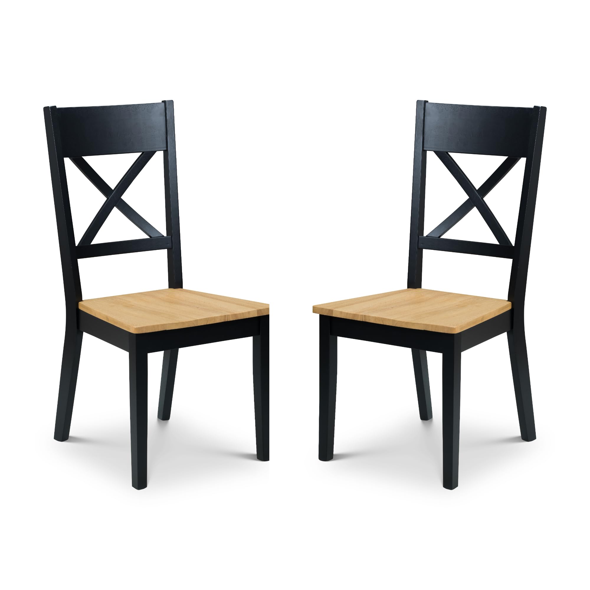 Julian Bowen Hockley Cross Back Dining Chairs - Black & Oak, Set of 2