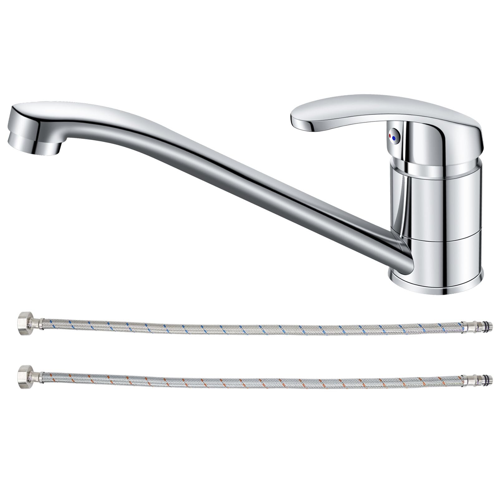Yapwiki Chrome Kitchen Mixer Tap - 360° Swivel Spout Sink Faucet