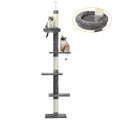 PAWZ Road 5-Tier Floor to Ceiling Cat Tree | Adjustable Height Tower - Grey