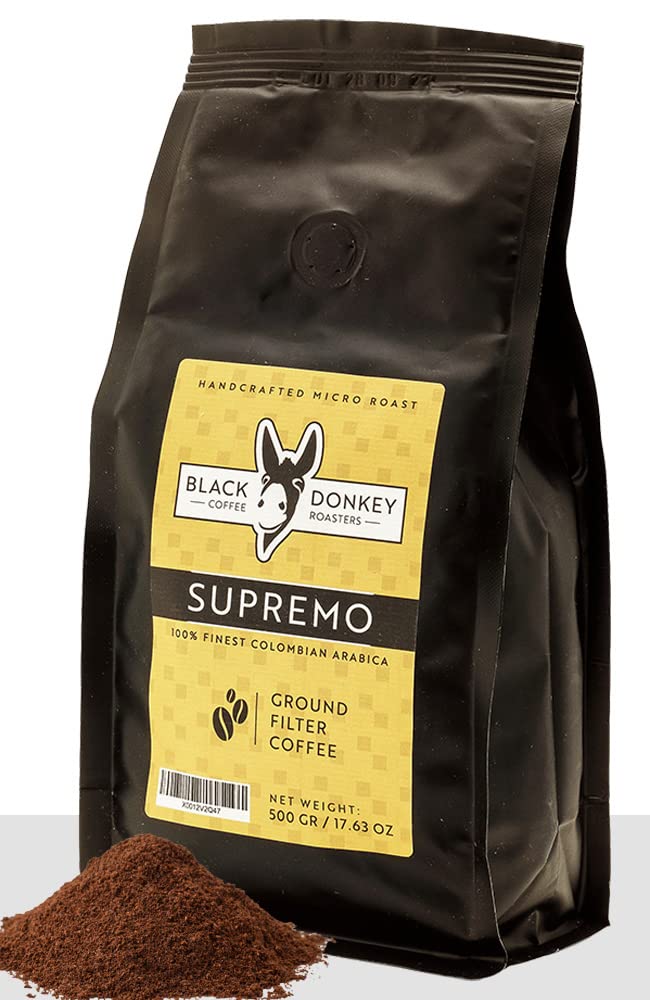 Black Donkey Colombian Arabica Ground Coffee - Dark Roast, 500g