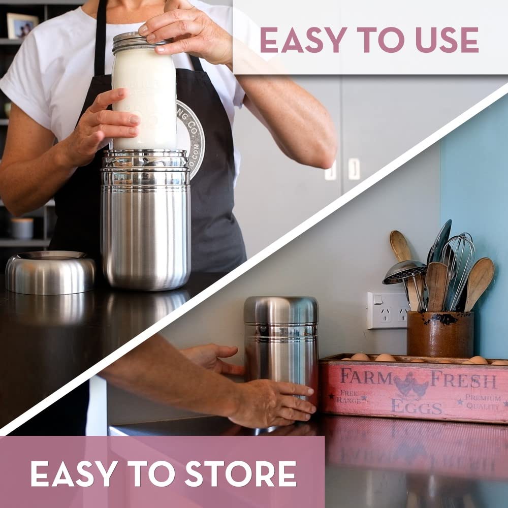 Stainless Steel Yoghurt Maker with 1 Quart Glass Jar