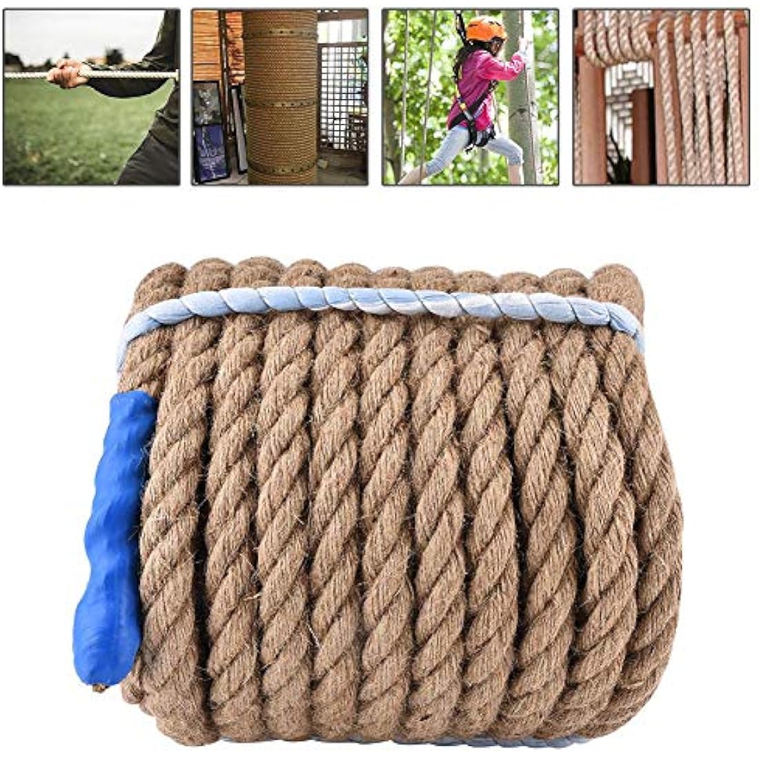 Alomejor 20m Natural Jute Rope – 20mm Heavy Duty Tug-of-War Twine