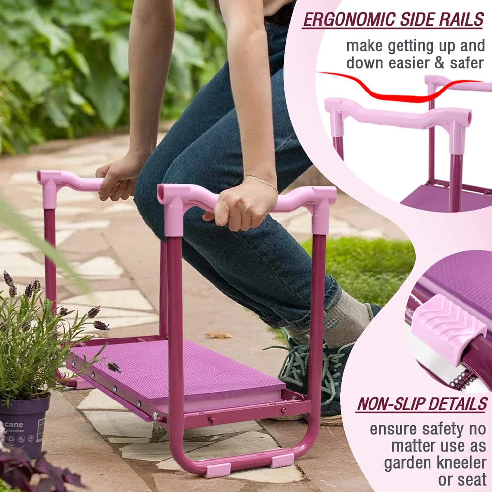 Colwelt Garden Kneeler and Seat | Foldable Steel Stool with Wide EVA Pad