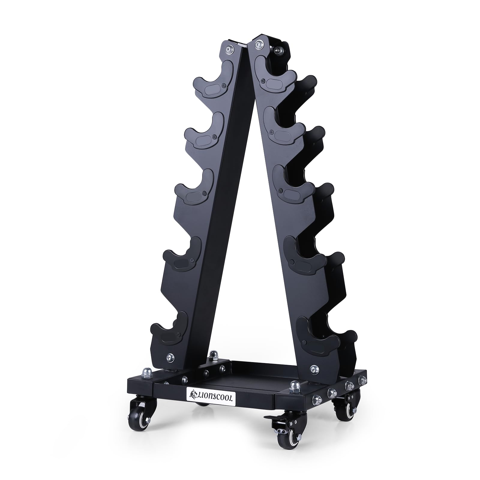 LIONSCOOL A-Frame Dumbbell Rack - Steel Weight Stand with Wheels