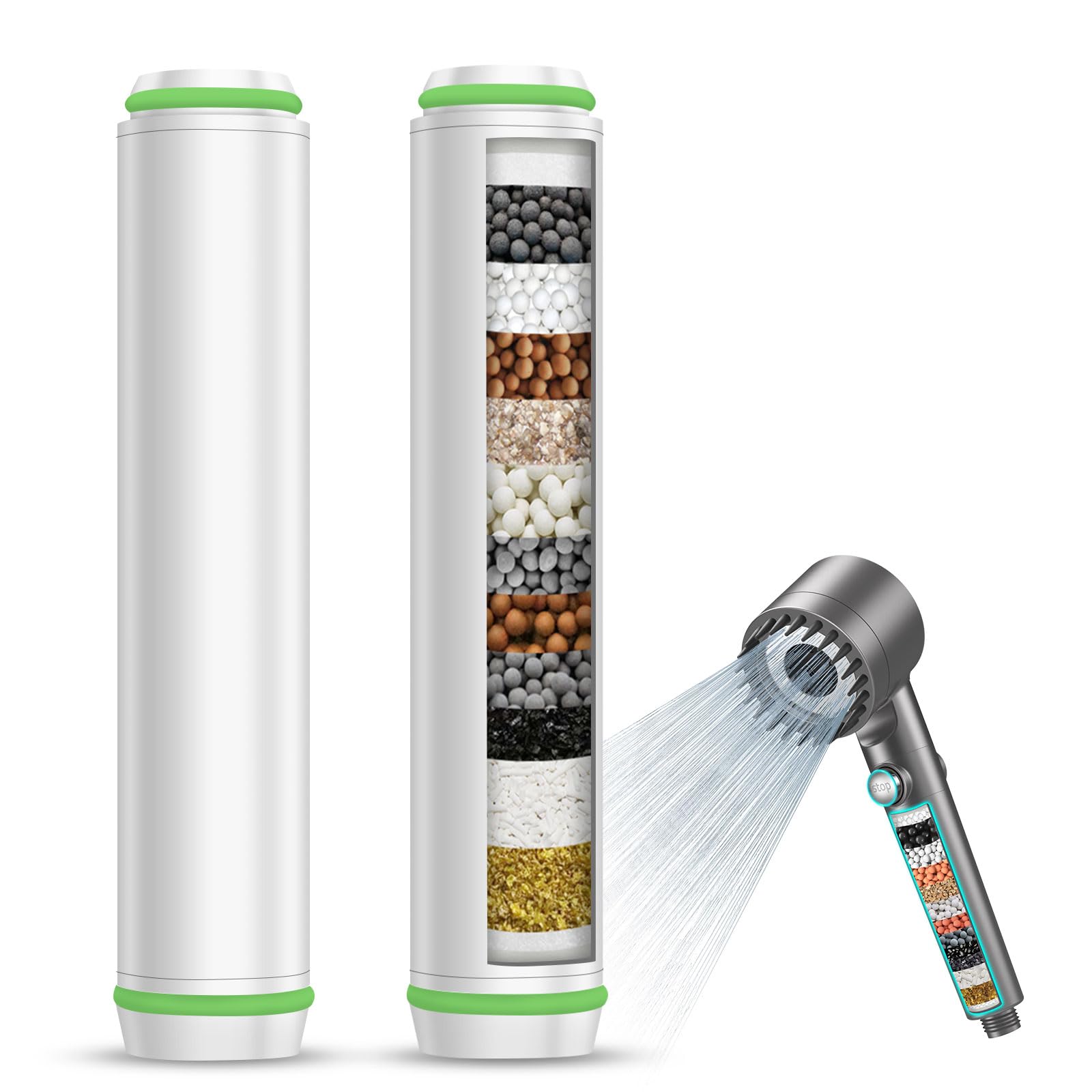 MEKO Replacement Shower Head Filter Cartridge for Hard Water – 2 Pack
