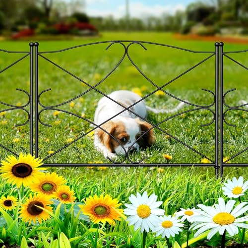 Amagabeli Metal Garden Fence - 3M Rustproof Wrought Iron Animal Barrier