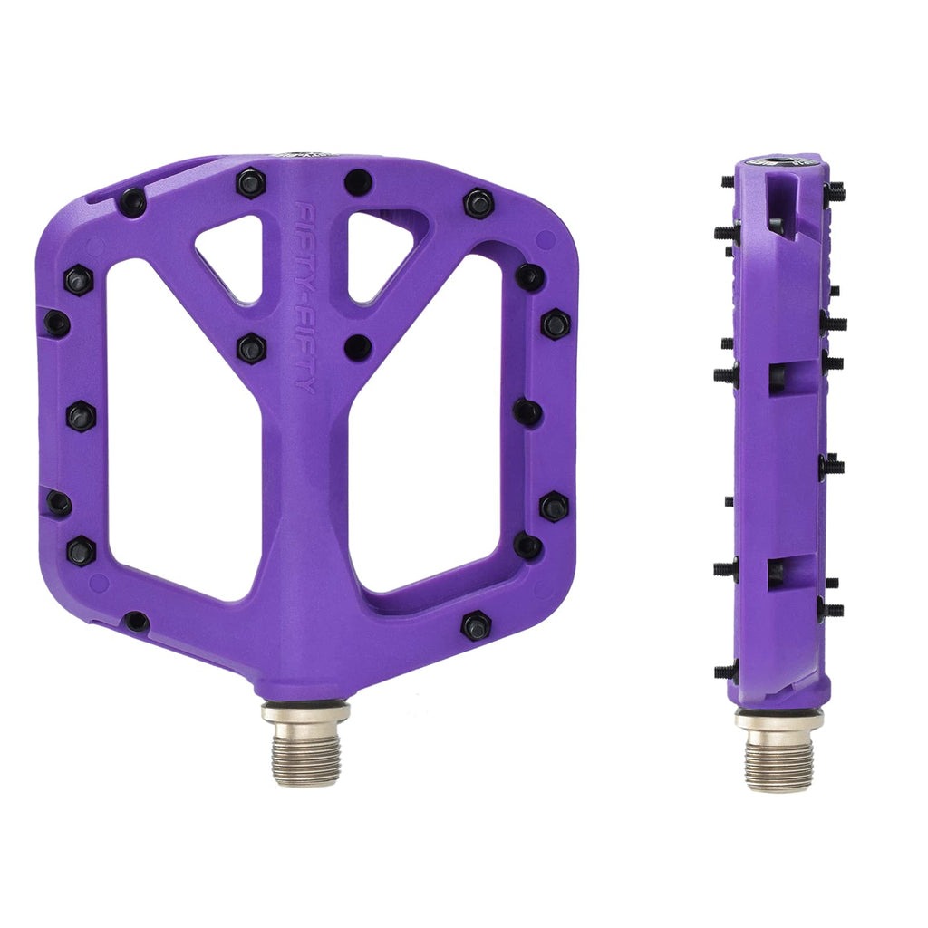 FIFTY-FIFTY MTB Pedals | Nylon Composite 9/16" Wide Flat Platform - Purple
