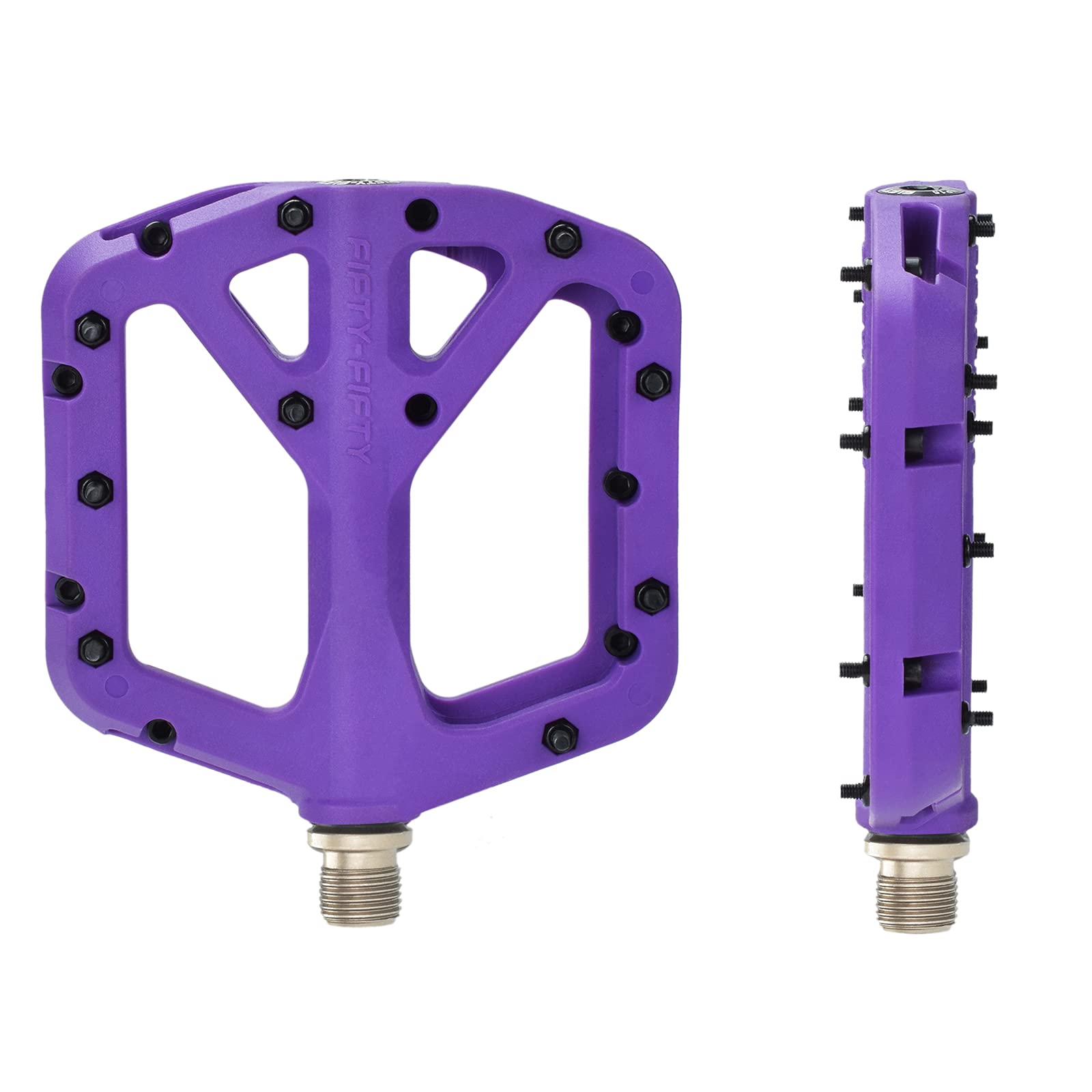 FIFTY-FIFTY MTB Pedals | Nylon Composite 9/16" Wide Flat Platform - Purple