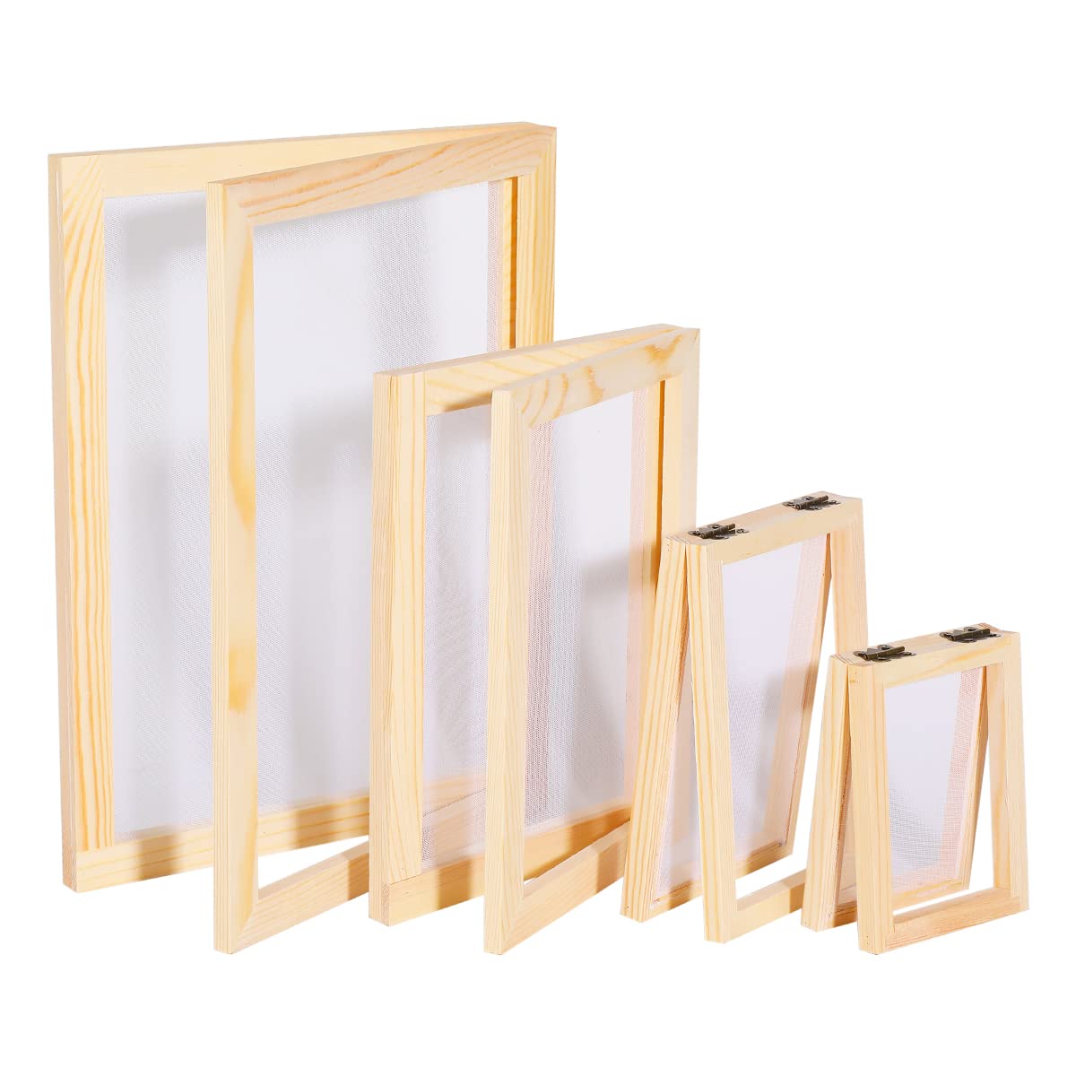 Worown Wooden Paper Making Mould Set - 4 Sizes (A4-A7) for DIY Crafts