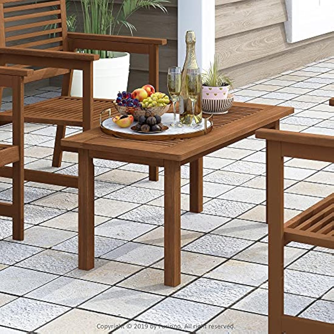 Furinno Tioman Hardwood Outdoor Coffee Table - Meranti Wood, Teak Oil