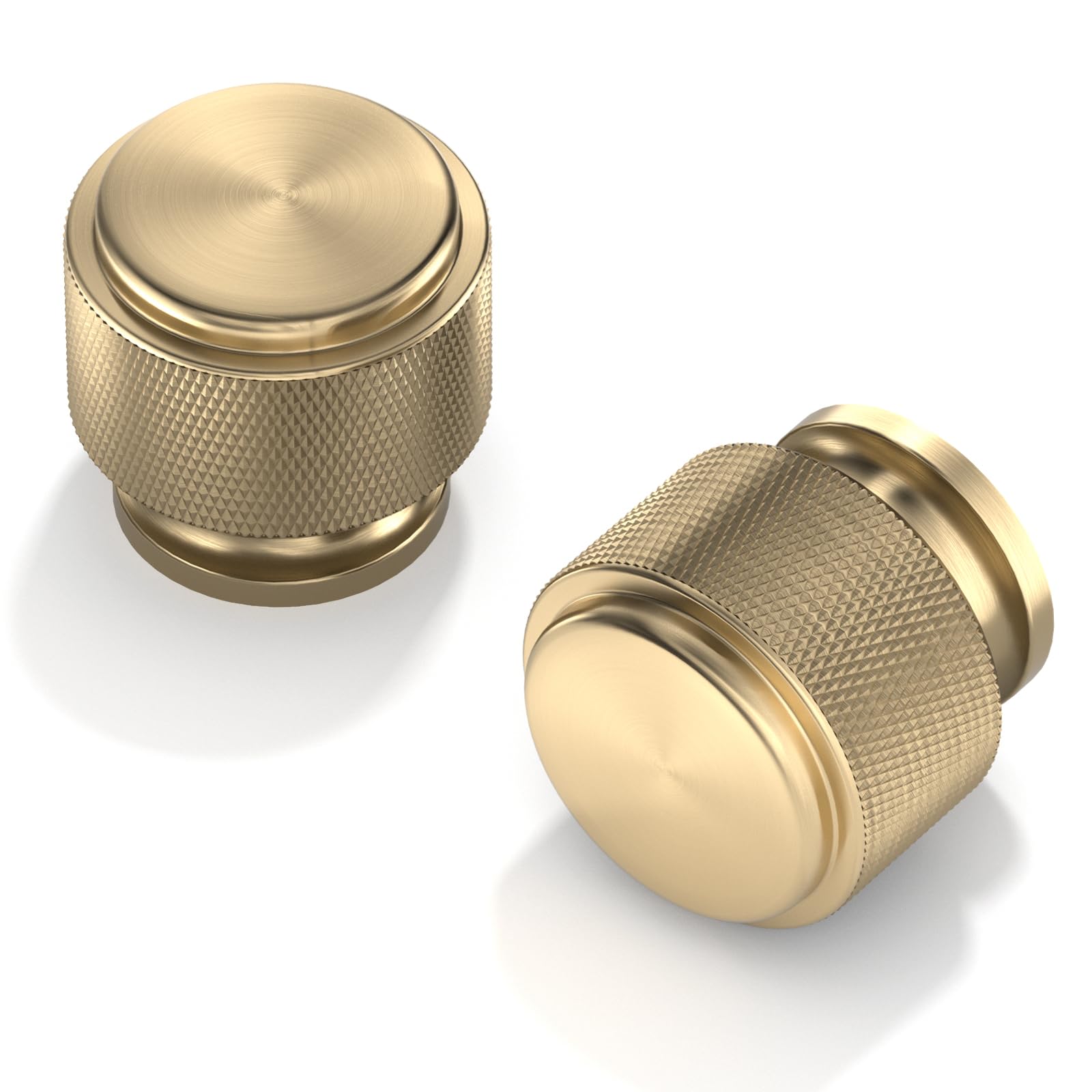 FURNIWARE Knurled Cabinet Knobs | Champagne Bronze 25mm Gold Pulls - 10 Pack