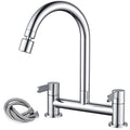 Peppermint Chrome Bridge Kitchen Mixer Tap - Dual Lever 360° Swivel