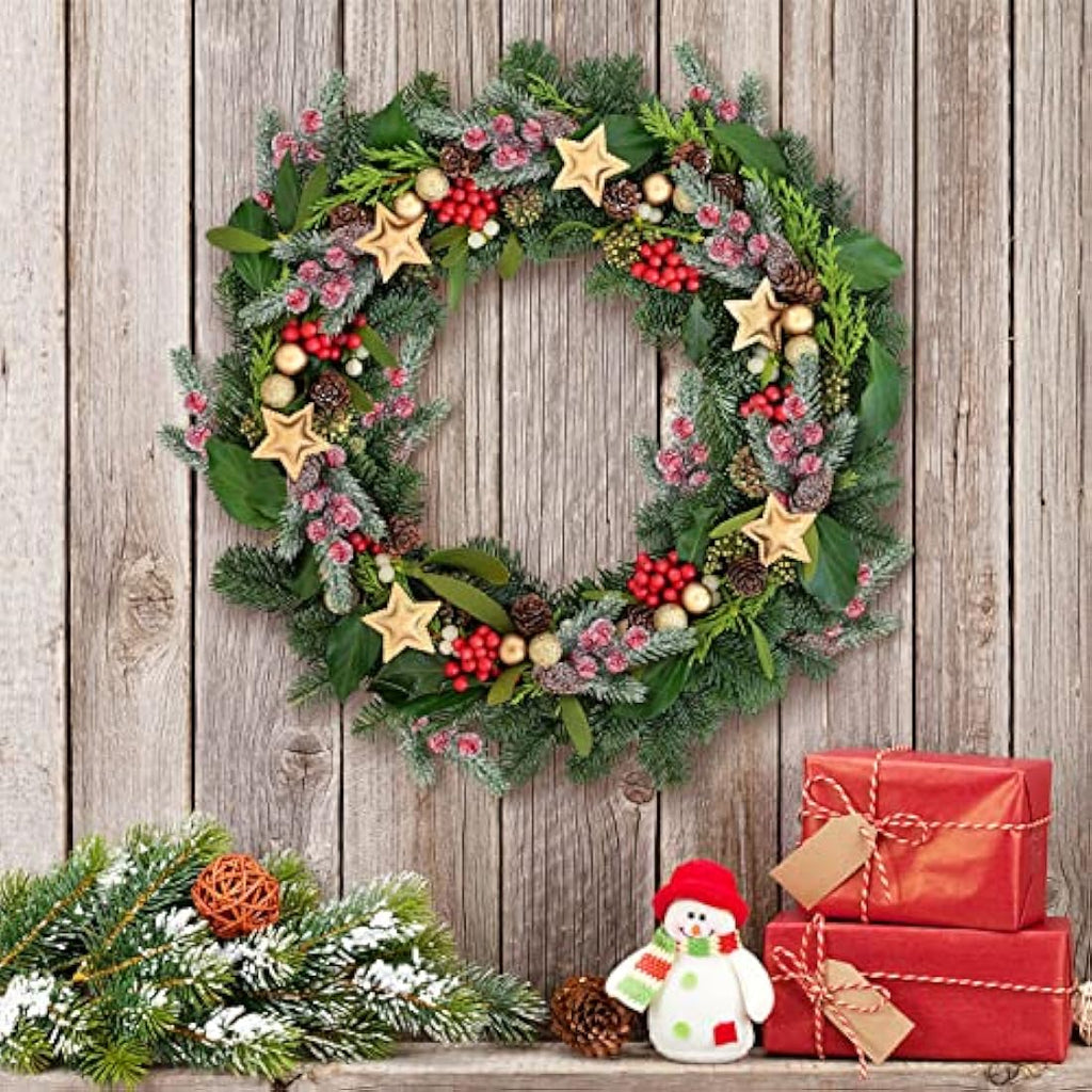 Jolof Store 10 Pcs Artificial Pine Picks with Red Berries & Pine Cones