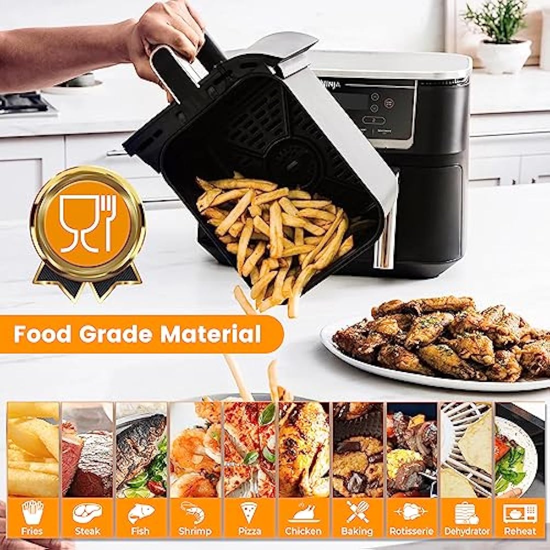 GWYXC Air Fryer Grill Pan for Ninja Foodi AF400UK AF500UK, 2 Pack