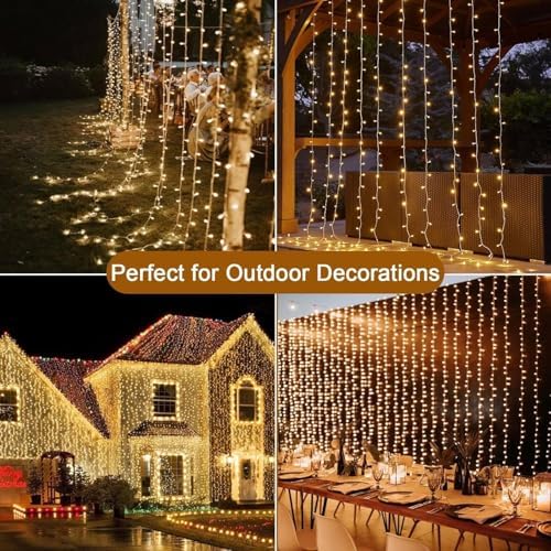 Yowin 600 LED Curtain Lights | 6m x 3m Waterproof Mains Powered Fairy Lights
