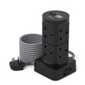 Jolof Store 8-Way Tower Extension Lead | 4 USB Ports & 3M Cable - Black